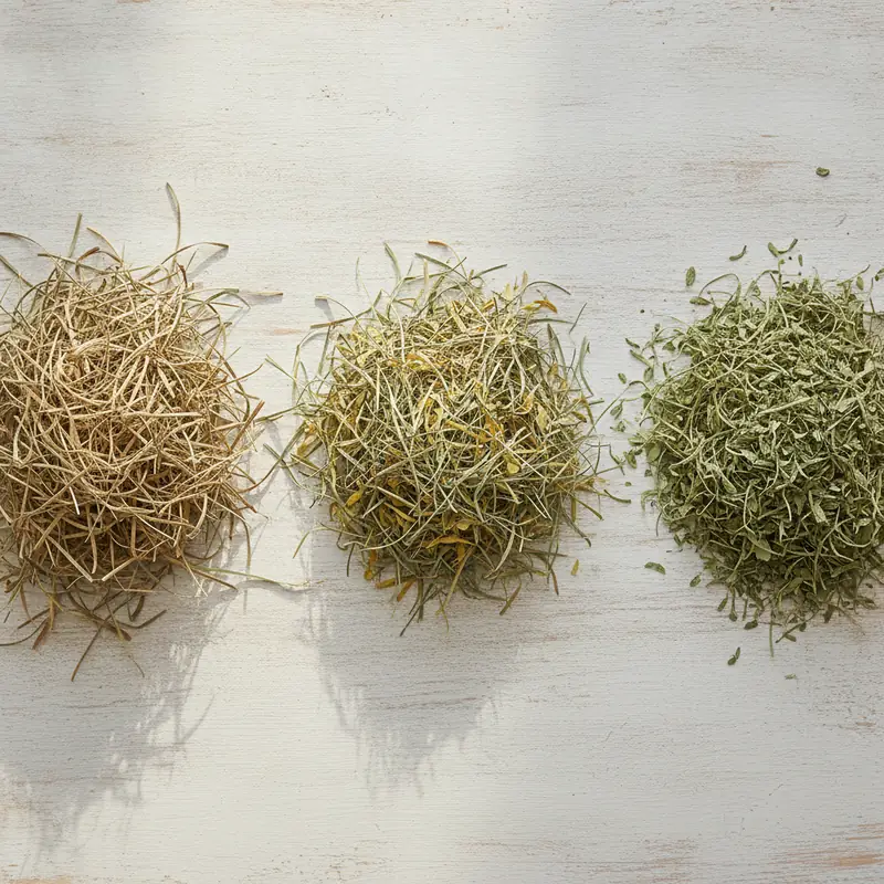 茎の硬さが違う3種類の牧草を並べた俯瞰
